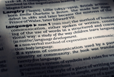 Definición del término lenguaje, destacado en diccionario inglés
